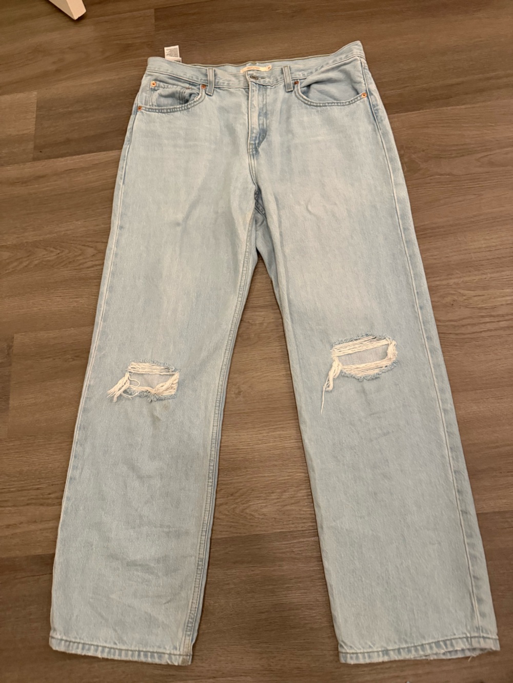 Levi's Light Blue Slim Straight Distressed Jeans